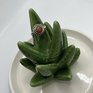 Sterling silver ring and goldstone size 6 3/4 Bohemian festival ring